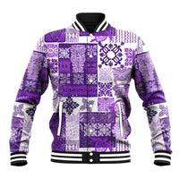 Hawaiian Quilt Baseball Jacket Tiki Tropical Retro Purple Version - Wonder Print Shop
