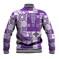 Hawaiian Quilt Baseball Jacket Tiki Tropical Retro Purple Version - Wonder Print Shop