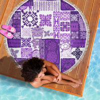 Hawaiian Quilt Beach Blanket Tiki Tropical Retro Purple Version - Wonder Print Shop