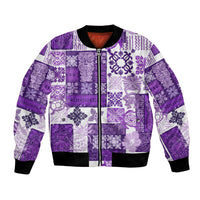 Hawaiian Quilt Bomber Jacket Tiki Tropical Retro Purple Version - Wonder Print Shop