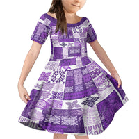 Hawaiian Quilt Family Matching Mermaid Dress and Hawaiian Shirt Tiki Tropical Retro Purple Version - Wonder Print Shop