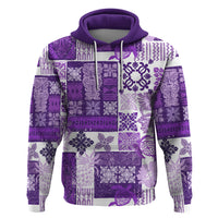 Hawaiian Quilt Hoodie Tiki Tropical Retro Purple Version - Wonder Print Shop