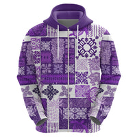 Hawaiian Quilt Hoodie Tiki Tropical Retro Purple Version - Wonder Print Shop