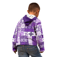Hawaiian Quilt Kid Hoodie Tiki Tropical Retro Purple Version - Wonder Print Shop