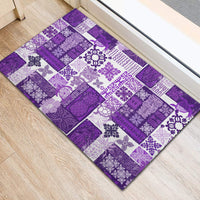 Hawaiian Quilt Rubber Doormat Tiki Tropical Retro Purple Version - Wonder Print Shop