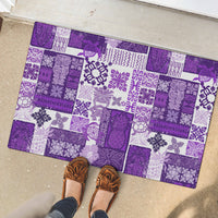 Hawaiian Quilt Rubber Doormat Tiki Tropical Retro Purple Version - Wonder Print Shop