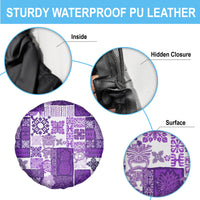 Hawaiian Quilt Spare Tire Cover Tiki Tropical Retro Purple Version - Wonder Print Shop