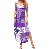 Hawaiian Quilt Summer Maxi Dress Tiki Tropical Retro Purple Version - Wonder Print Shop