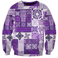 Hawaiian Quilt Sweatshirt Tiki Tropical Retro Purple Version - Wonder Print Shop
