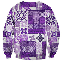 Hawaiian Quilt Sweatshirt Tiki Tropical Retro Purple Version - Wonder Print Shop