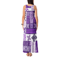 Hawaiian Quilt Tank Maxi Dress Tiki Tropical Retro Purple Version - Wonder Print Shop