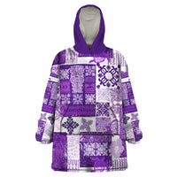 Hawaiian Quilt Wearable Blanket Hoodie Tiki Tropical Retro Purple Version - Wonder Print Shop