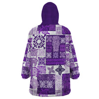 Hawaiian Quilt Wearable Blanket Hoodie Tiki Tropical Retro Purple Version - Wonder Print Shop