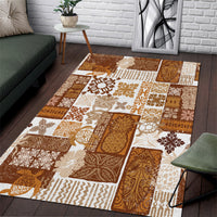 Hawaiian Quilt Area Rug Tiki Tropical Retro Brown Version - Wonder Print Shop