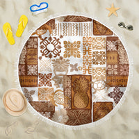 Hawaiian Quilt Beach Blanket Tiki Tropical Retro Brown Version - Wonder Print Shop