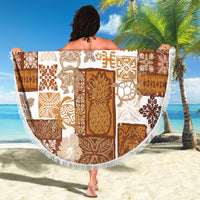 Hawaiian Quilt Beach Blanket Tiki Tropical Retro Brown Version - Wonder Print Shop