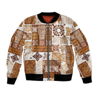 Hawaiian Quilt Bomber Jacket Tiki Tropical Retro Brown Version - Wonder Print Shop