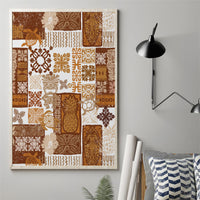 Hawaiian Quilt Canvas Wall Art Tiki Tropical Retro Brown Version - Wonder Print Shop