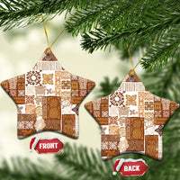 Hawaiian Quilt Ceramic Ornament Tiki Tropical Retro Brown Version - Wonder Print Shop