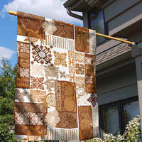 Hawaiian Quilt Garden Flag Tiki Tropical Retro Brown Version - Wonder Print Shop