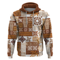 Hawaiian Quilt Hoodie Tiki Tropical Retro Brown Version - Wonder Print Shop
