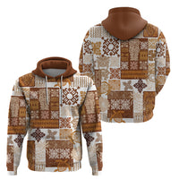 Hawaiian Quilt Hoodie Tiki Tropical Retro Brown Version - Wonder Print Shop
