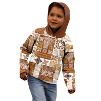 Hawaiian Quilt Kid Hoodie Tiki Tropical Retro Brown Version - Wonder Print Shop