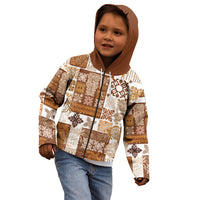 Hawaiian Quilt Kid Hoodie Tiki Tropical Retro Brown Version - Wonder Print Shop