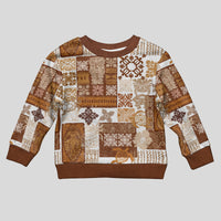 Hawaiian Quilt Kid Ugly Christmas Sweater Tiki Tropical Retro Brown Version - Wonder Print Shop