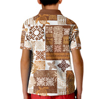 Hawaiian Quilt Kid Polo Shirt Tiki Tropical Retro Brown Version - Wonder Print Shop