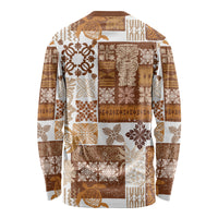 Hawaiian Quilt Long Sleeve Shirt Tiki Tropical Retro Brown Version - Wonder Print Shop