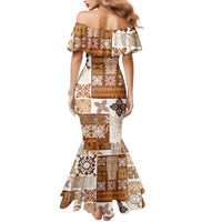 Hawaiian Quilt Mermaid Dress Tiki Tropical Retro Brown Version - Wonder Print Shop