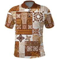 Hawaiian Quilt Polo Shirt Tiki Tropical Retro Brown Version - Wonder Print Shop