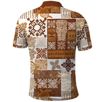 Hawaiian Quilt Polo Shirt Tiki Tropical Retro Brown Version - Wonder Print Shop