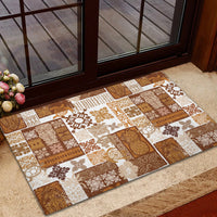 Hawaiian Quilt Rubber Doormat Tiki Tropical Retro Brown Version - Wonder Print Shop