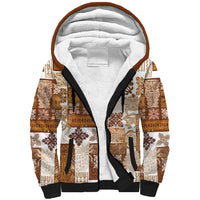 Hawaiian Quilt Sherpa Hoodie Tiki Tropical Retro Brown Version - Wonder Print Shop