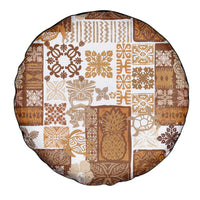 Hawaiian Quilt Spare Tire Cover Tiki Tropical Retro Brown Version - Wonder Print Shop