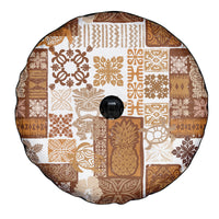 Hawaiian Quilt Spare Tire Cover Tiki Tropical Retro Brown Version - Wonder Print Shop