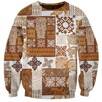 Hawaiian Quilt Sweatshirt Tiki Tropical Retro Brown Version - Wonder Print Shop
