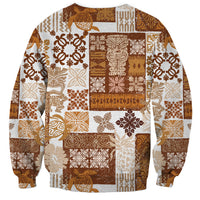 Hawaiian Quilt Sweatshirt Tiki Tropical Retro Brown Version - Wonder Print Shop