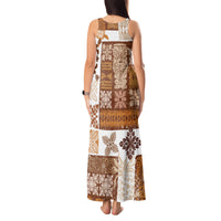 Hawaiian Quilt Tank Maxi Dress Tiki Tropical Retro Brown Version - Wonder Print Shop