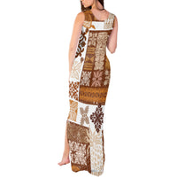 Hawaiian Quilt Tank Maxi Dress Tiki Tropical Retro Brown Version - Wonder Print Shop
