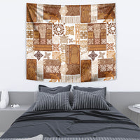 Hawaiian Quilt Tapestry Tiki Tropical Retro Brown Version - Wonder Print Shop