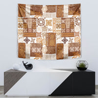 Hawaiian Quilt Tapestry Tiki Tropical Retro Brown Version - Wonder Print Shop