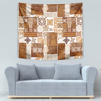 Hawaiian Quilt Tapestry Tiki Tropical Retro Brown Version - Wonder Print Shop