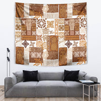 Hawaiian Quilt Tapestry Tiki Tropical Retro Brown Version - Wonder Print Shop