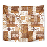 Hawaiian Quilt Tapestry Tiki Tropical Retro Brown Version - Wonder Print Shop