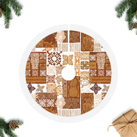 Hawaiian Quilt Tree Skirt Tiki Tropical Retro Brown Version - Wonder Print Shop
