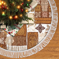 Hawaiian Quilt Tree Skirt Tiki Tropical Retro Brown Version - Wonder Print Shop