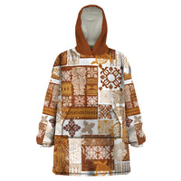 Hawaiian Quilt Wearable Blanket Hoodie Tiki Tropical Retro Brown Version - Wonder Print Shop